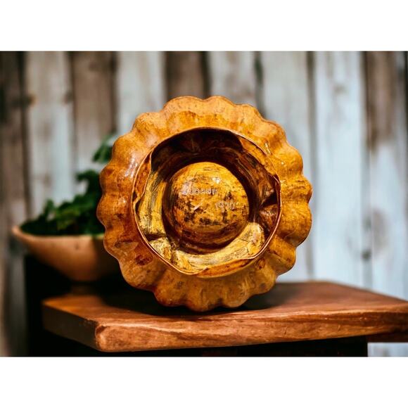 Retro Studio Art Pottery Bowl Ashtray Brown & Orange-Mid Century Vintage 1970s - Picture 4 of 6